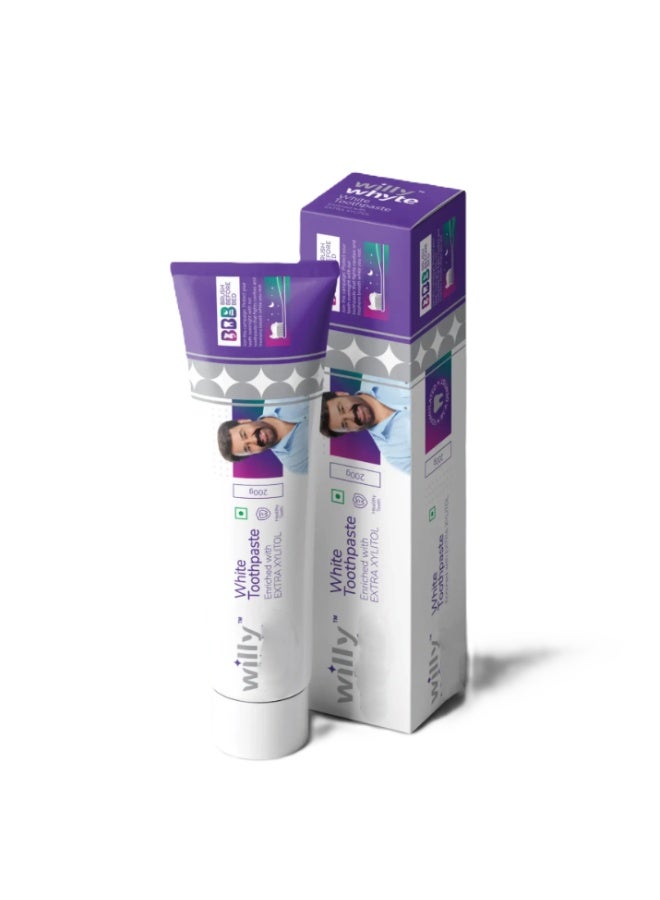 Willy White Toothpaste Enriched with Extra Xylitol 100g + 40g Free – Advanced Whitening & Cavity Protection - Image 2