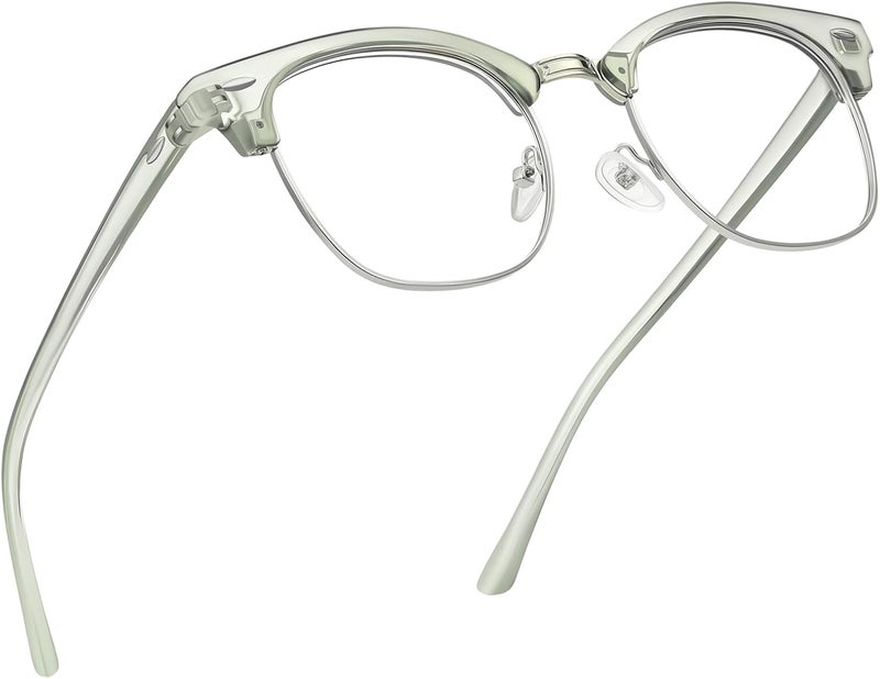 AOMASTE Store Blue Light Blocking Glasses Vintage Half Frame UV Clear Lens Anti Eyestrain Computer Gaming Glasses for Women Men(P48) - Image 1