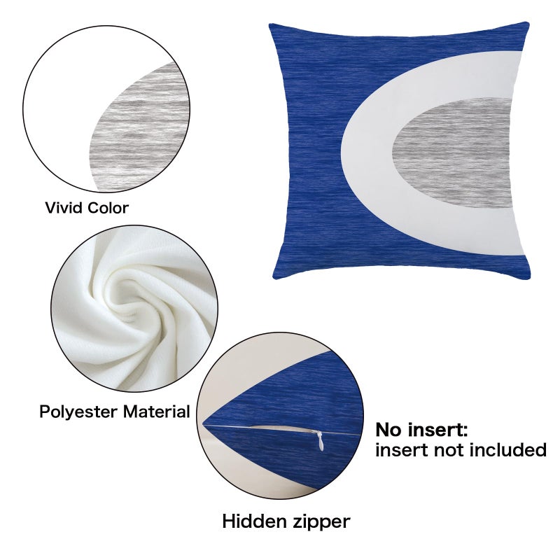 Mimkus 4 Pack Boho Abstract Blue Throw Pillow Covers 18x18 Inch Gray Black White Blue Pillowcases Minimalism Geometric Cushion Covers for Couch, Bed, Living Room DÃ©cor - Image 5