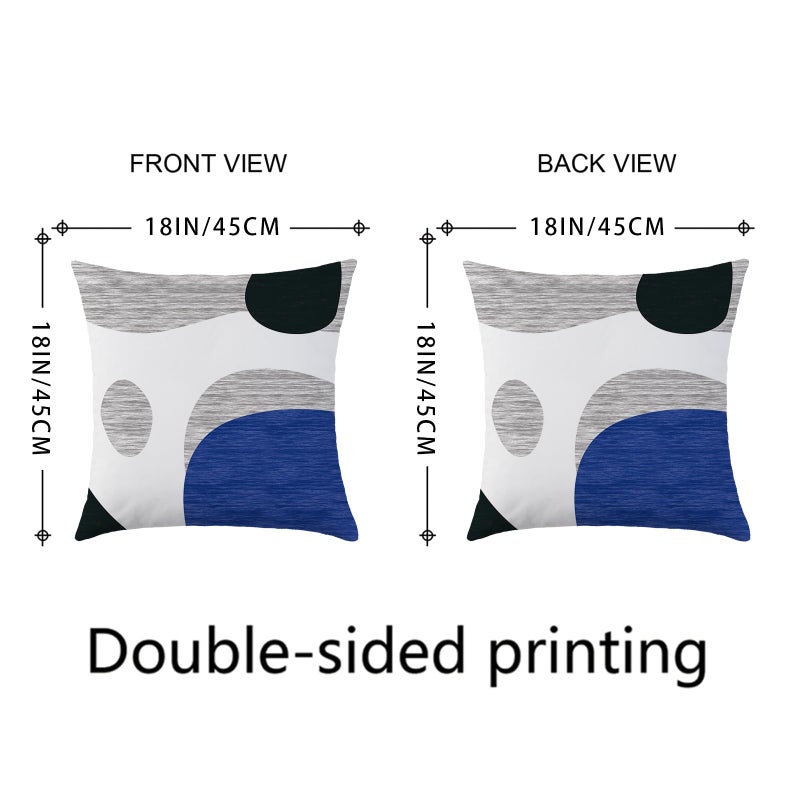 Mimkus 4 Pack Boho Abstract Blue Throw Pillow Covers 18x18 Inch Gray Black White Blue Pillowcases Minimalism Geometric Cushion Covers for Couch, Bed, Living Room DÃ©cor - Image 3