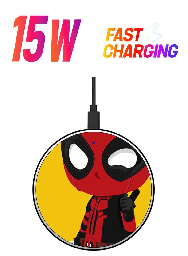 Theodor Baby Deadpool Printed Fast Wireless Charger With USB Cable Multicolour - Image 1