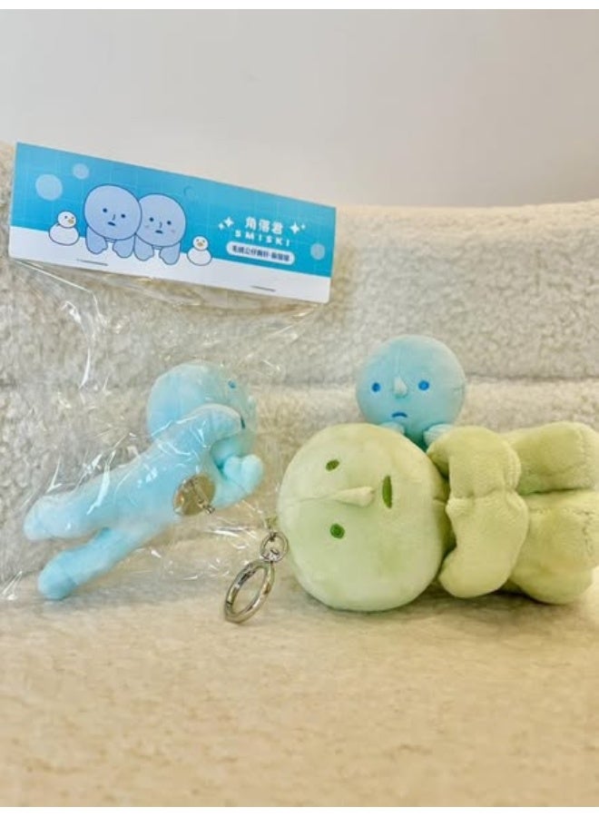 Smiski Plush Badge Brooch Pin - Cute Blue Kawaii Character Clothing Accessory Bag Decoration - Image 2