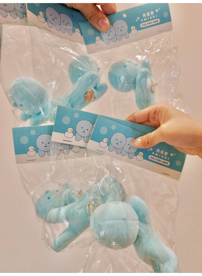 Smiski Plush Badge Brooch Pin - Cute Blue Kawaii Character Clothing Accessory Bag Decoration - Image 4