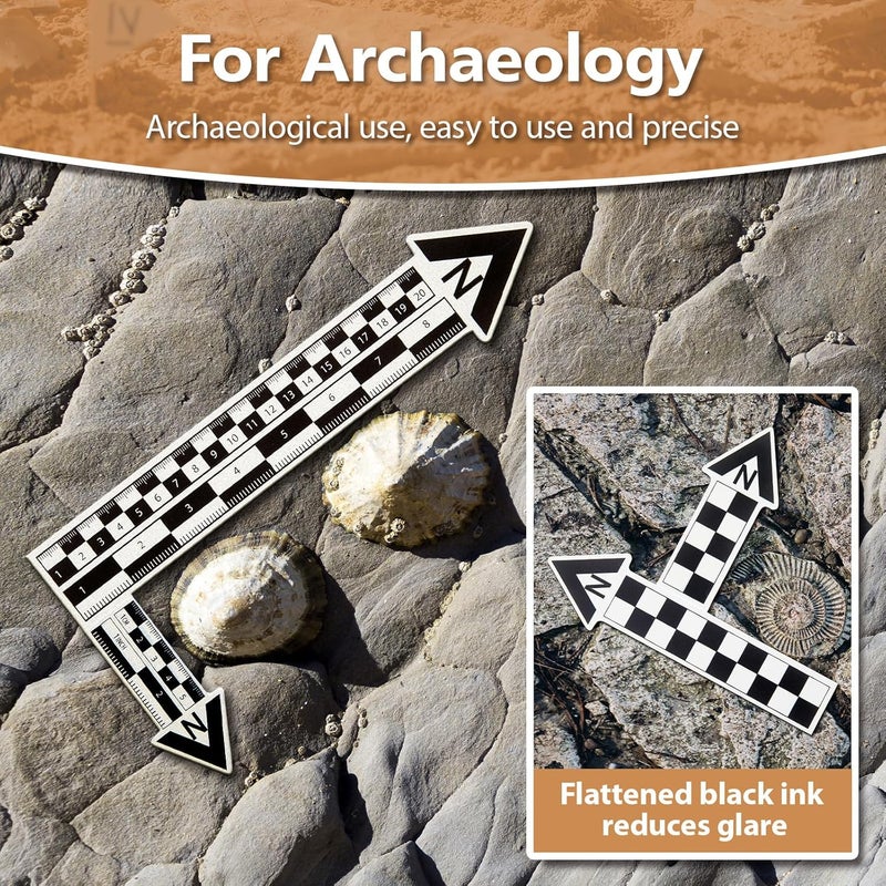 Maitys 12 Pack Archaeological North Arrow and Scale Set, Geology Photography Professional Measuring Scale Ruler with Case Archaeological Excavation Photo Reference Ruler for Artifact Documentation - Image 5