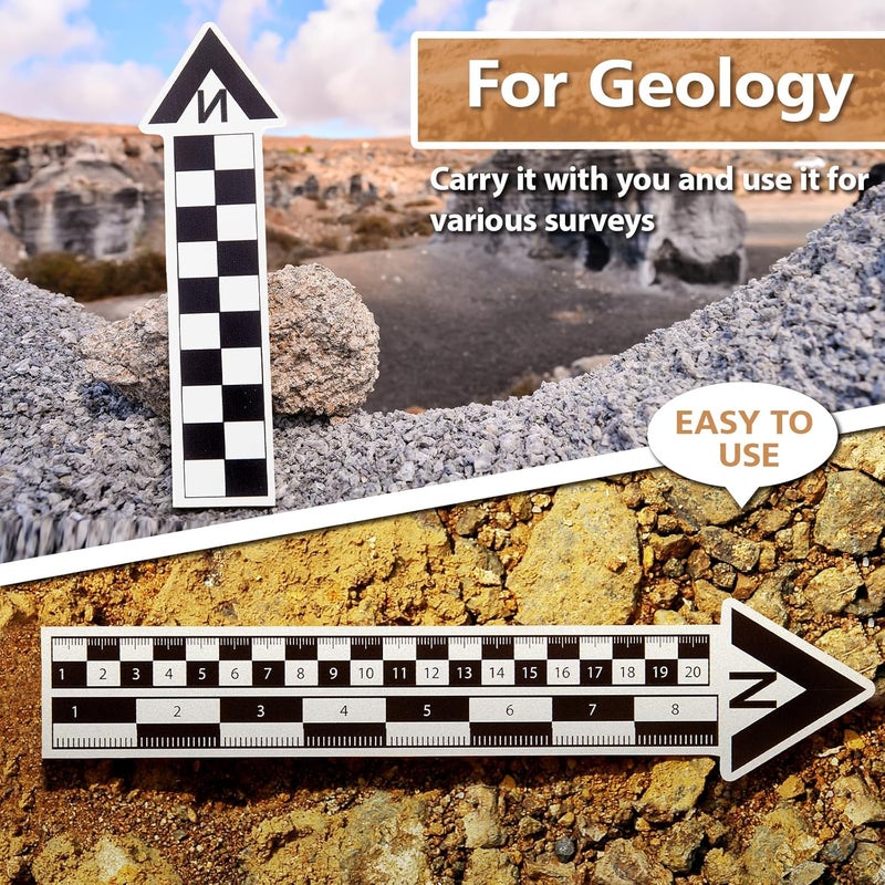 Maitys 12 Pack Archaeological North Arrow and Scale Set, Geology Photography Professional Measuring Scale Ruler with Case Archaeological Excavation Photo Reference Ruler for Artifact Documentation - Image 4