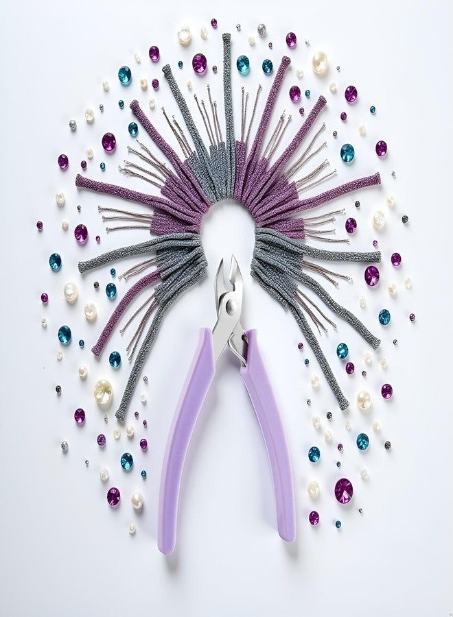 WsjiaboFux Purple Manicure Nail Pliers for Rhinestones Gems Picker Removal Wire Cutter Nail Unloading Nippers Chain Scissors Nail Art Tool Durable All Purpose Tool Nail Art Accessories - Image 2