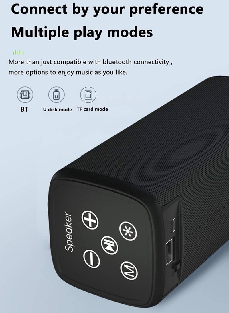 LM Portable Bluetooth Speakers Waterproof Wireless Speaker with 4 Ω 5W+5W Loud Stereo Sound Outdoor Speaker with Bluetooth 5.3 Deep Bass RGB Lights 5H Playtime for Home Party（Black）  - Image 5