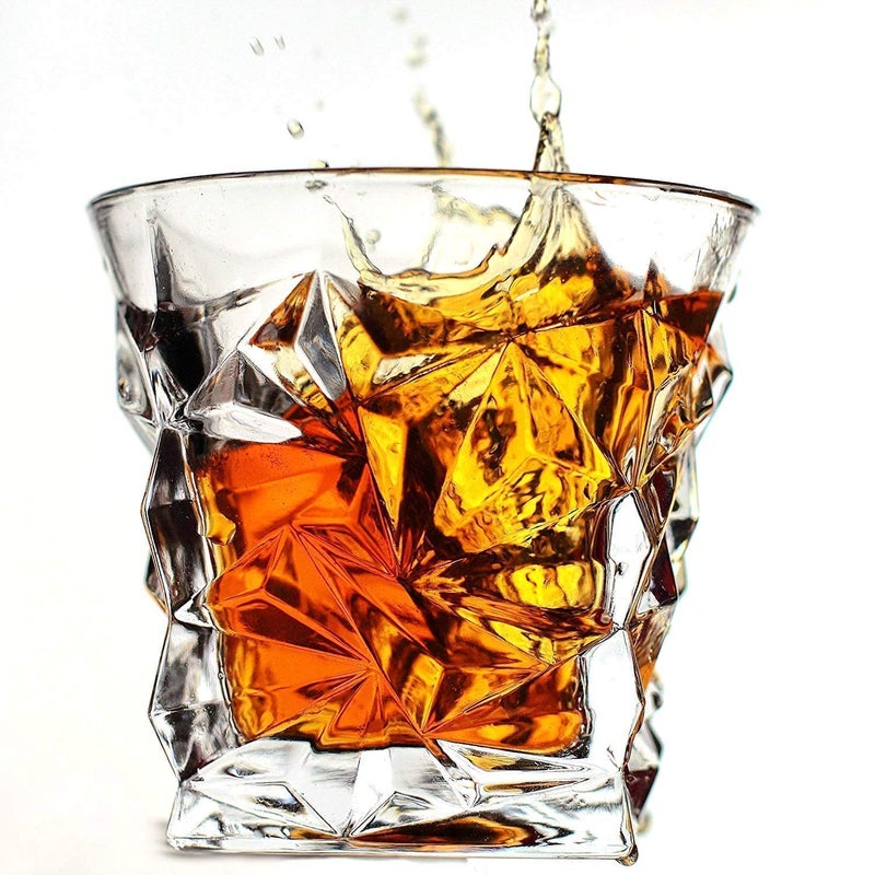 FALKOR Luxury Glassware Diamond Whiskey Glasses Set of 4 Perfect for Drinking Whiskey Rum Bourbon Water and More 325ml Set of 4 Pcs for Party Gifting or Even Display at Your bar of Home - Image 2