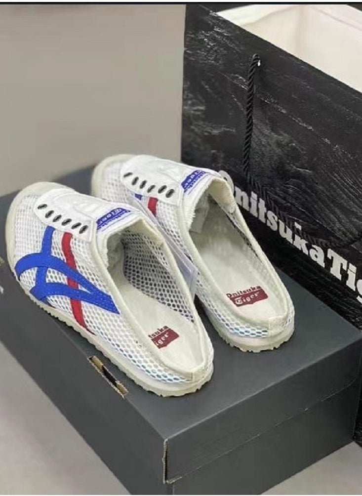 Onitsuka Tiger Men and Women Mexico66 Sabot - Slip On Textile Cool Summer Casual Sandals Athlesiure Shoes Blue/White/Red  - Image 4