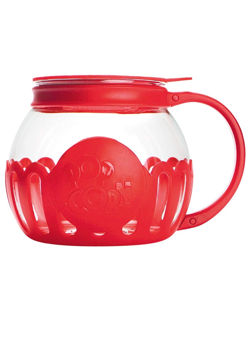 Ecolution Small Ecolution MicroPop Microwave Popcorn Popper 15QT Temperature Safe Glass wMulti Purpose Lid Snack Size Red  - Image 1