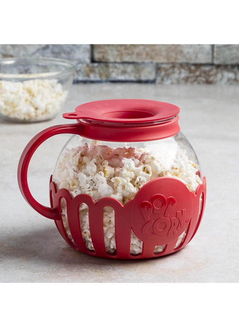 Ecolution Small Ecolution MicroPop Microwave Popcorn Popper 15QT Temperature Safe Glass wMulti Purpose Lid Snack Size Red  - Image 2