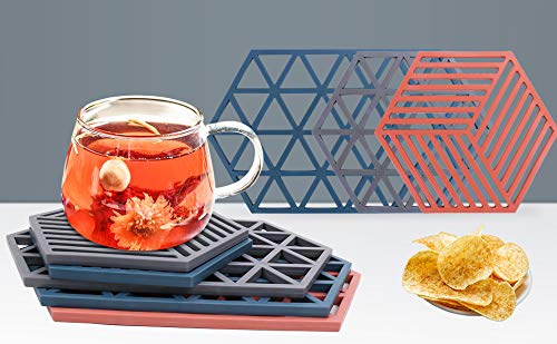 SIYANSHU Trivet Silicone trivets Mat Set for Hot Dishes/Pot/Bowl/Teapot/Hot Pot Holders (Pack of 6, 3 Large & 3 Small) - Image 3