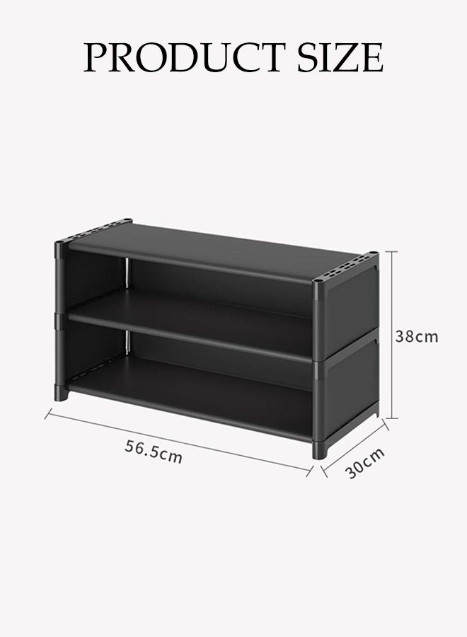 DUNISO 3 Tier Shoe Rack Storage Box,Entryway Sturdy Shoe Organizer,Easy to Install, Waterproof and Moisture-Proof，for Home Dormitory Apartment Entryway Living Room Bedroom Under Bed,Black - Image 2