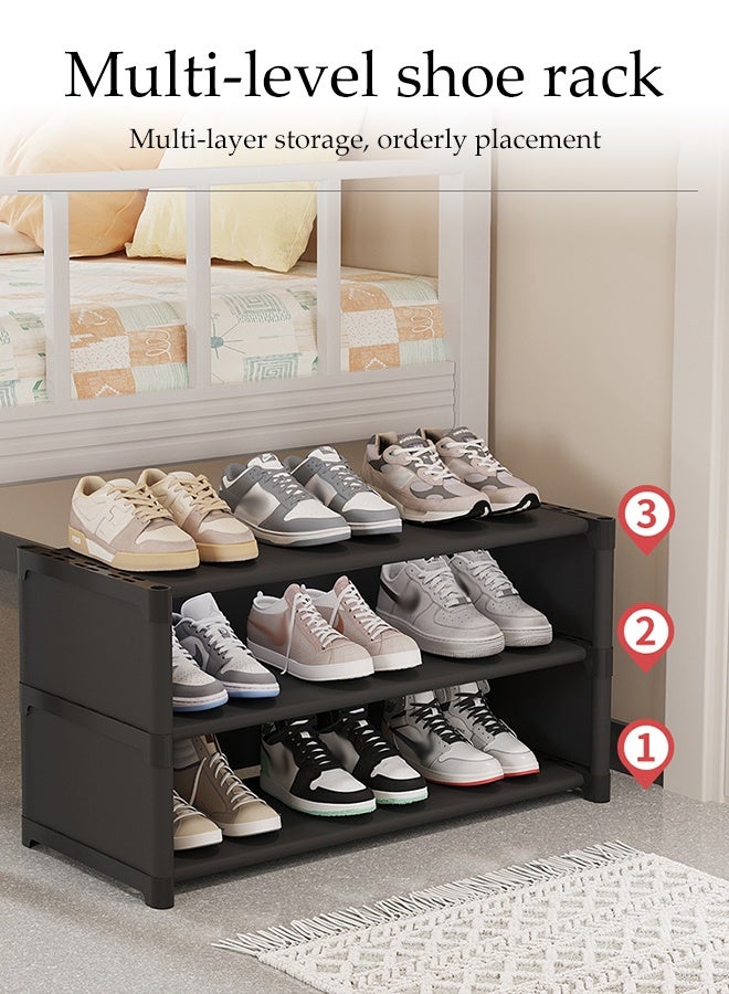 DUNISO 3 Tier Shoe Rack Storage Box,Entryway Sturdy Shoe Organizer,Easy to Install, Waterproof and Moisture-Proof，for Home Dormitory Apartment Entryway Living Room Bedroom Under Bed,Black - Image 5