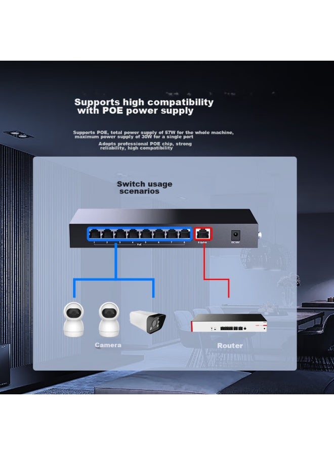 H3c 9-port Gigabit Poe Switch, Unmanaged Enterprise-grade Switch, Surveillance Network Cable Splitter, S9g-p Replacement For S9g-p - Image 5