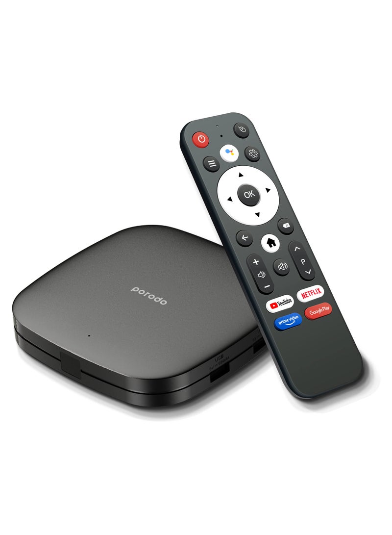 porodo Android TV Box Video Streaming 1080 Full HD / 2GB RAM / 8GB ROM / Support 4K /  Voice Command / USB Flash & Connectivity - Black - Image 3