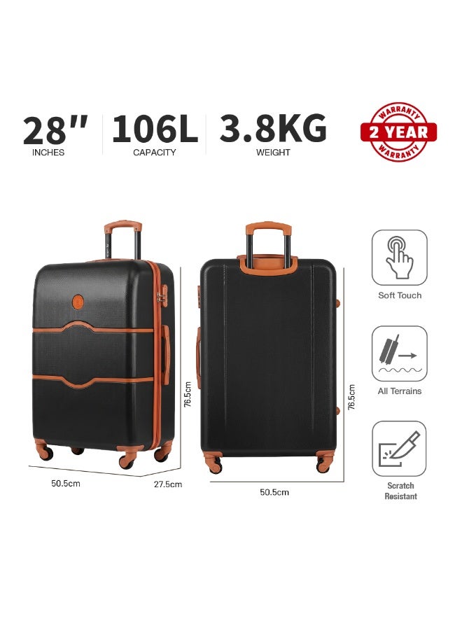 Eagle Express Iconic 28 Inch Large Luggage Dark Black, ABS Hard Shell Check-In Trolley Suitcase with Lightweight Travel Design, 360 Spinner Wheels, Secure Lock System and 2 Year Warranty - Image 3