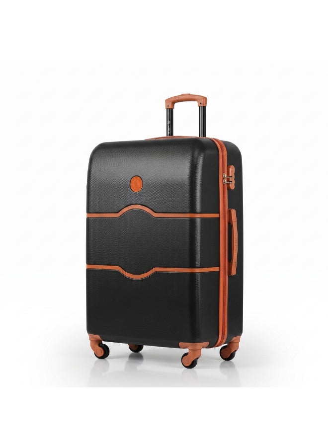 Eagle Express Iconic 28 Inch Large Luggage Dark Black, ABS Hard Shell Check-In Trolley Suitcase with Lightweight Travel Design, 360 Spinner Wheels, Secure Lock System and 2 Year Warranty - Image 1