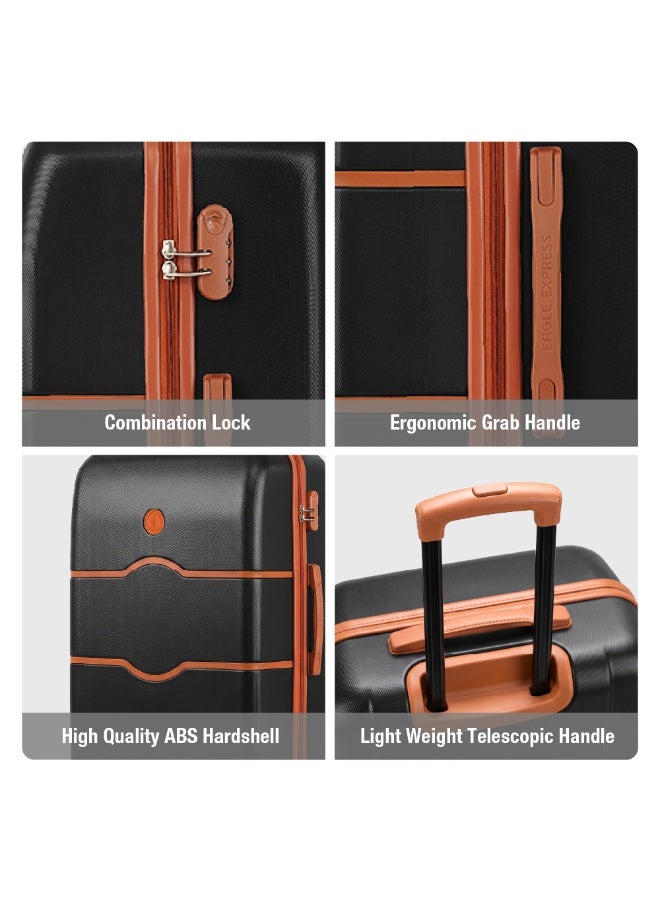 Eagle Express Iconic 28 Inch Large Luggage Dark Black, ABS Hard Shell Check-In Trolley Suitcase with Lightweight Travel Design, 360 Spinner Wheels, Secure Lock System and 2 Year Warranty - Image 5