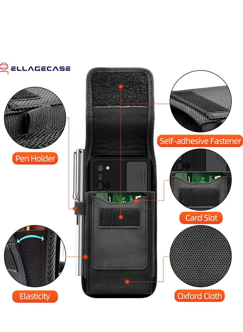 ELLAGECASE حافظة عمودية عالمية (حجم L) - جودة ممتازة، أنيقة ومريحة، ملائمة مدمجة ولكن فسيحة، إغلاق مريح، فتحة بطاقة مع حماية رقمية - Image 5