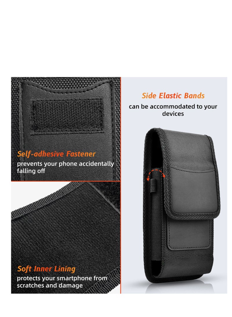 ELLAGECASE حافظة عمودية عالمية (حجم L) - جودة ممتازة، أنيقة ومريحة، ملائمة مدمجة ولكن فسيحة، إغلاق مريح، فتحة بطاقة مع حماية رقمية - Image 2