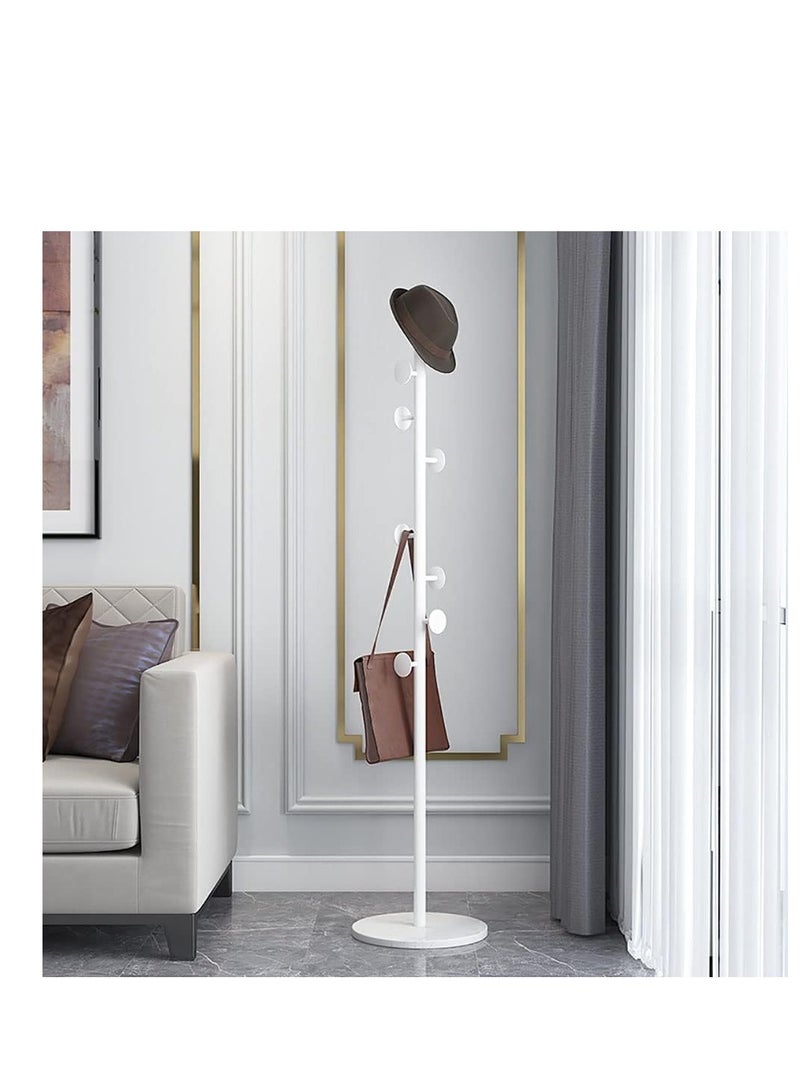 Freestanding Coat Rack Multifunction Entryway Organizer Metal Tree Stand Rack Hanger For Clothes Scarves Backpacks Umbrellas Bags Hats Round - White  - Image 3