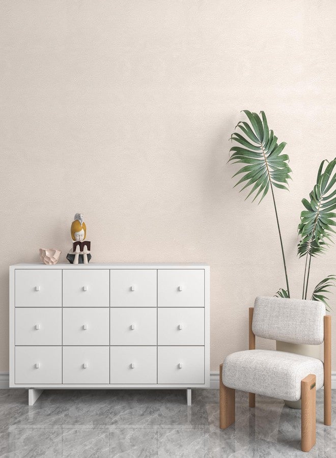 Decotalk Beige Wallpaper Peel and Stick Beige Wallpaper, 17.7x120 Inch, Textured Wallpaper for Bedroom Wall Decor Vinyl Wrap Solid Cream Contact Paper for Cabinets and Drawers, Cream - Image 4