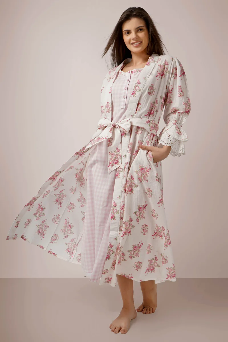 After Dark Black November Exclusive - English Rose Print Cotton Nightdress