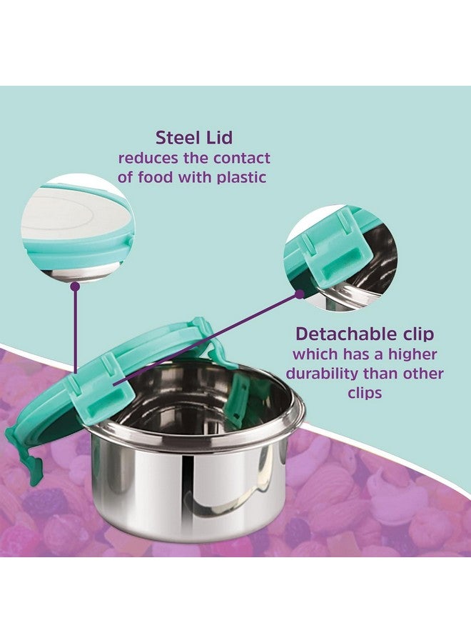 ELEXIQ Leak proof Click and Seal Lock Stainless Steel Storage/Air Tight Tiffin Container/Lunch container with Stainless steel (S.S) lid (2) 250 ml - Image 5