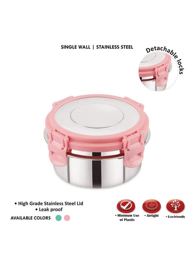 ELEXIQ Leak proof Click and Seal Lock Stainless Steel Storage/Air Tight Tiffin Container/Lunch container with Stainless steel (S.S) lid (2) 250 ml - Image 4