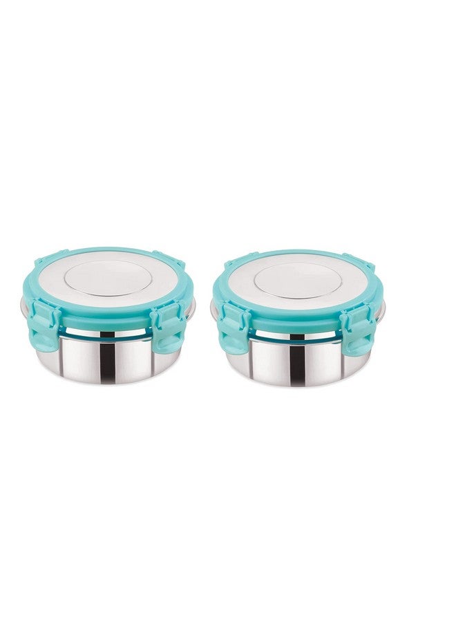 ELEXIQ Leak proof Click and Seal Lock Stainless Steel Storage/Air Tight Tiffin Container/Lunch container with Stainless steel (S.S) lid (2) 250 ml - Image 1