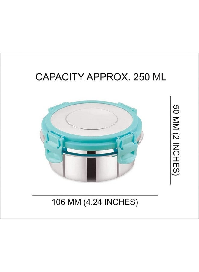 ELEXIQ Leak proof Click and Seal Lock Stainless Steel Storage/Air Tight Tiffin Container/Lunch container with Stainless steel (S.S) lid (2) 250 ml - Image 2