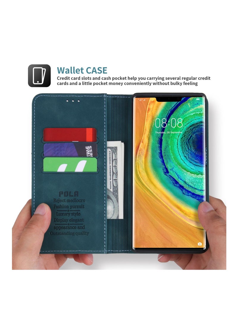بولا جراب Huawei Mate30 Pro، غطاء مغناطيسي فاخر من الجلد الصناعي باللون الأزرق - Image 3