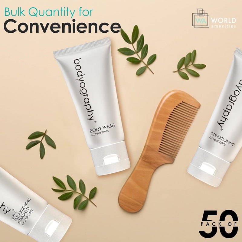 world amenities Bodyography blanc Bulk Body Wash 50 Count 14oz Vanilla White Tea Mini Travel Size Toiletries 100 Recyclable Tube with Flip Top Cap Hotel Amenities - Image 3