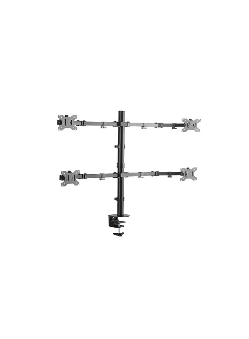 Skill Tech Skilltech SH C404 Quad Monitor Desk Mount for 13–32", Full Motion Adjustable Arms, 8kg per Screen, Max VESA 100×100, 460mm Extension, 880mm Height, Clamp Installation, Cable Management – Matte Black - Image 1