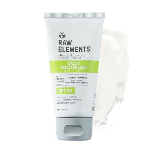 Raw Elements Daily Lifestyle Moisturizer BioResin Tube  SPF 30 UVAUVB Protection NonNano Zinc ReefSafe Water Resistant 18 oz