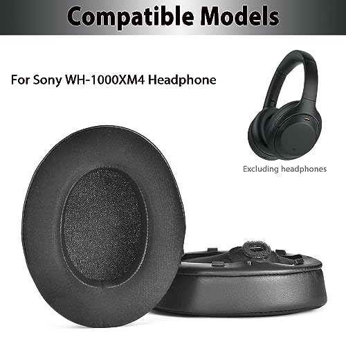Adhiper XM4 Replacement Ear Pads for Sony WH-1000XM4 (WH1000XM4) Noise Canceling Headphones, Upgraded Cooling Gel Earpads Cushions with Noise Isolation Memory Foam & Softer Protein Leather (Black) - Image 2