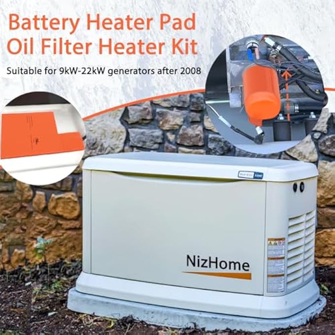 BATTERY HEATER PAD & OIL FILTER HEATER KIT FOR GENERAC, BATTERY WARMER PAD FOR GENERAC 7101, OIL FILTER HEATER FOR GENERAC 7102, 9KW-22KW AIR-COOLED GENERATOR COLD WEATHER MAINTAINCE KIT - Image 3