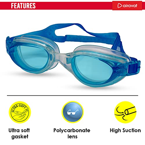 Airavat Swimming Kit, 0010 Swimming Set for Men & Women with Swimming Goggles Case, Swim Goggle, Earplugs & Swim Cap, Anti-Fog & UV Protected, High Elasticated with Silicone Material (Dark Blue) - Image 4