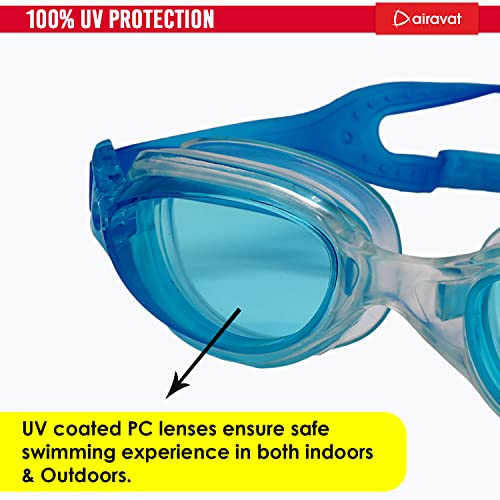 Airavat Swimming Kit, 0010 Swimming Set for Men & Women with Swimming Goggles Case, Swim Goggle, Earplugs & Swim Cap, Anti-Fog & UV Protected, High Elasticated with Silicone Material (Dark Blue) - Image 2