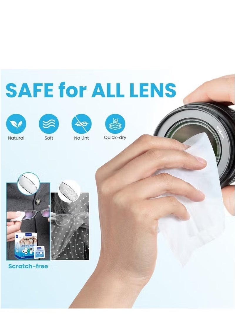 Generic 100 PCS Anti-Fog Cleaning Wipes for Eyeglasses, Camera Lens, and Sunglasses â Individually Wrapped, Streak-Free, and Scratch-Free Lens Cleaning Tissues for Glasses, Goggles, and Phone Screens  - Image 2