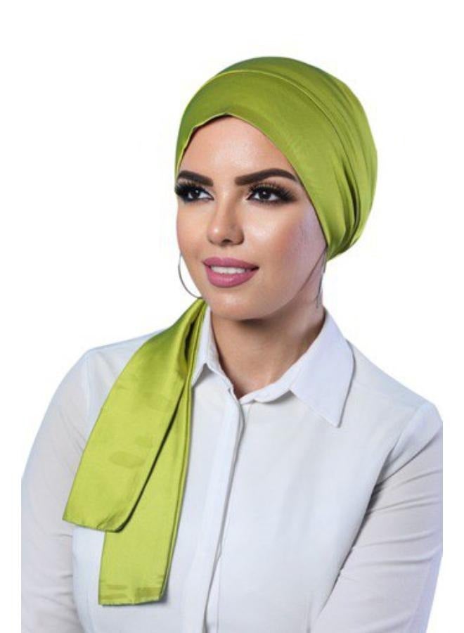 Women's Plain Satin Turban Hijab Hat with Elastic Headband Elegant Ladies Turban for Daily and Occasion Use, Light Green