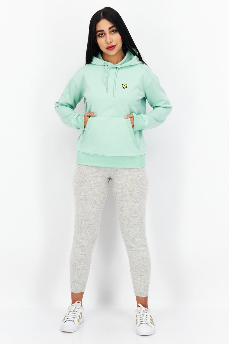 Lyle & Scott Women Hooded Brand Logo Sweatshirt, Light Green - Image 2