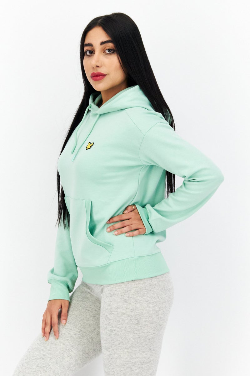 Lyle & Scott Women Hooded Brand Logo Sweatshirt, Light Green - Image 4