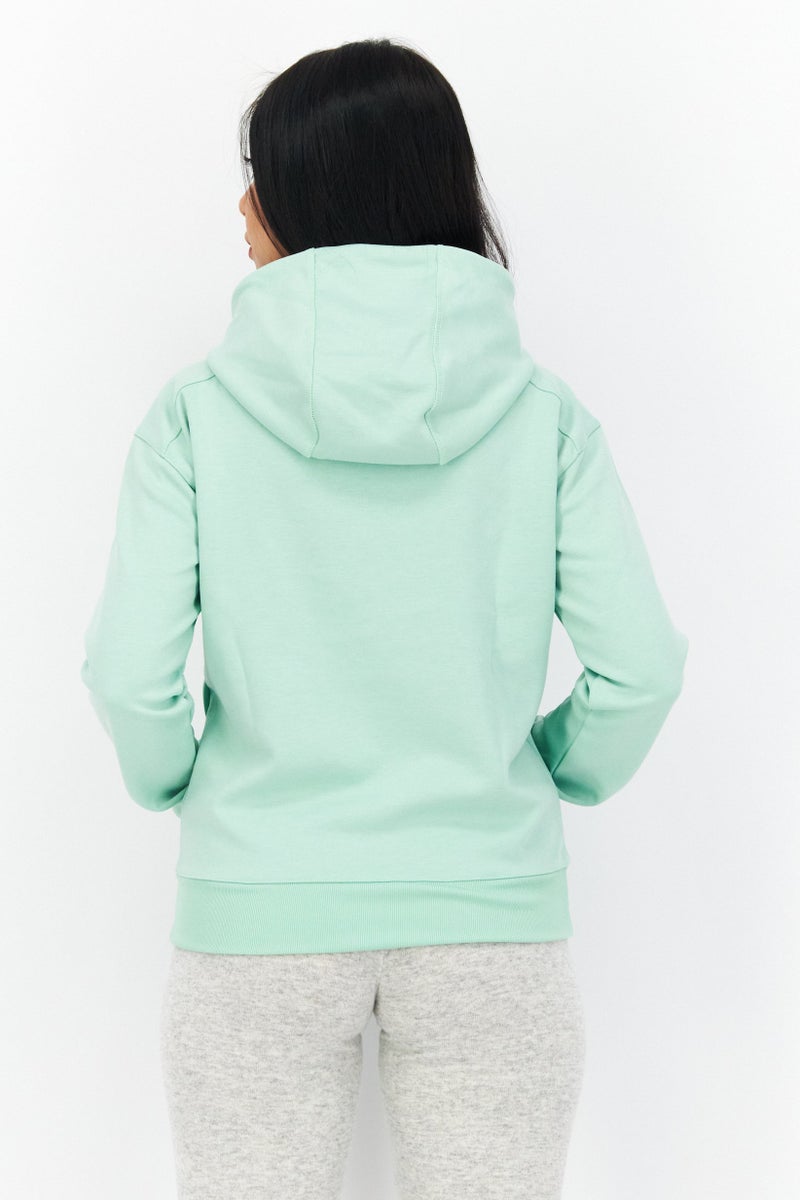 Lyle & Scott Women Hooded Brand Logo Sweatshirt, Light Green - Image 3