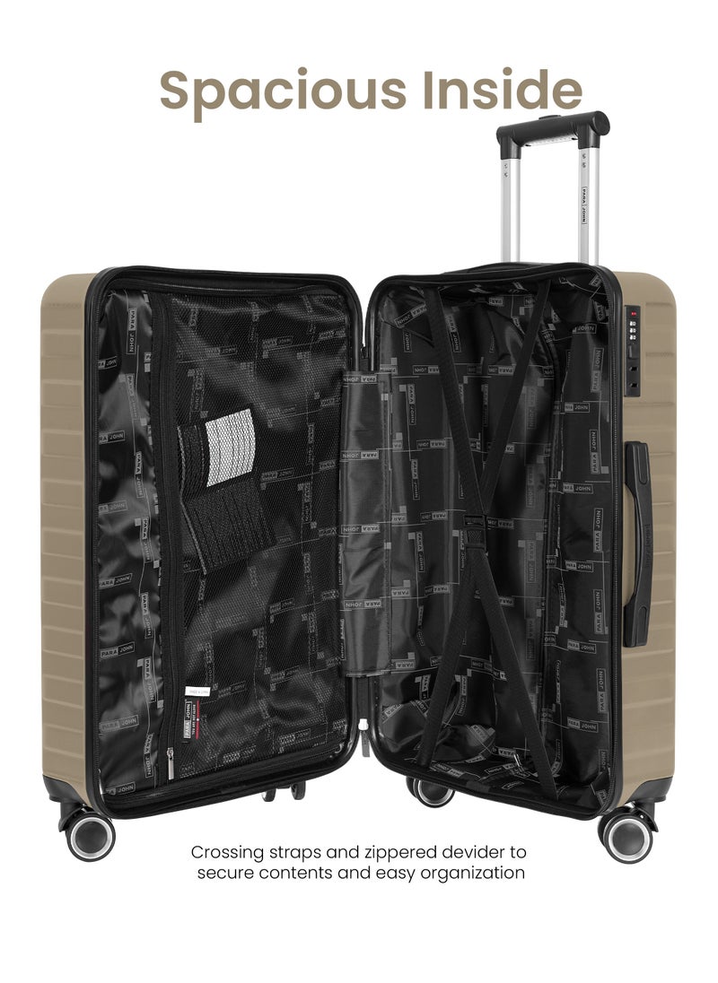 PARAJOHN - Lightweight ABS Hard Side 8 Spinner Wheels Luggage checked-in Trolley Bag with Lock 24 inch - Champagne - Image 1