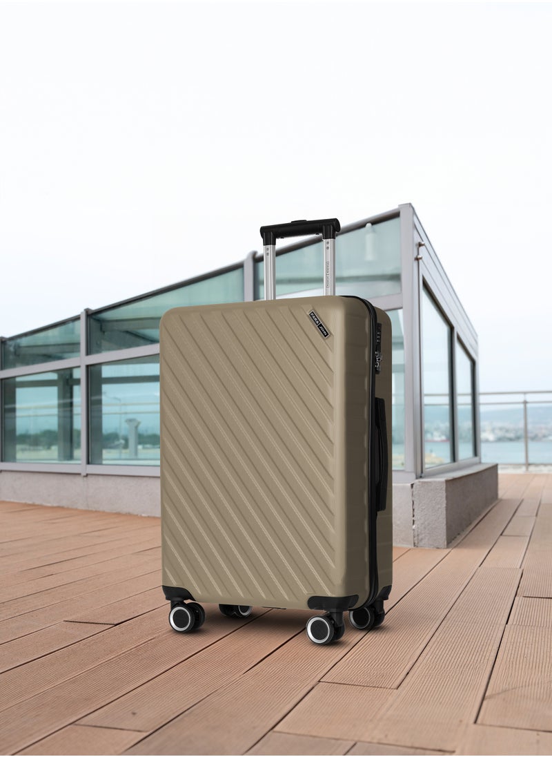 PARAJOHN - Lightweight ABS Hard Side 8 Spinner Wheels Luggage checked-in Trolley Bag with Lock 24 inch - Champagne - Image 1