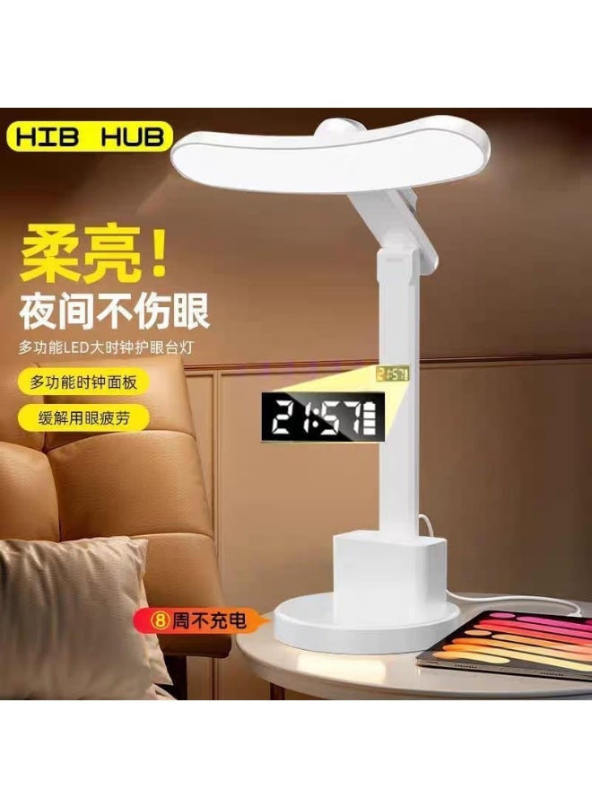 LED desk lamp with 3 light colors and digital time display. Comfortable lighting to protect the eyes. Foldable design with pencil case for office, study, and bedroom. - Image 5