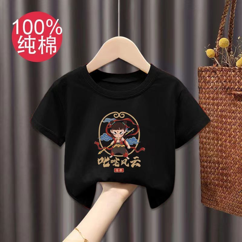 100 Cotton Nacha Boys And Girls Short-Sleeved T-Shirt Children'S Baby Cartoon Half-Sleeved Top Children'S Wear 12 - Image 1