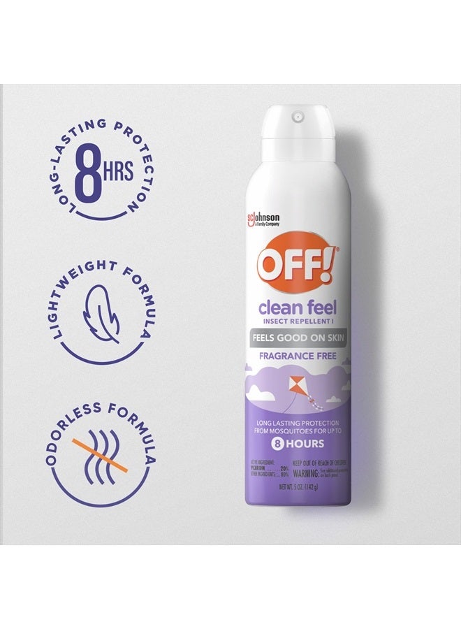 OFF! Clean Feel Insect Repellent Aerosol with 20% Picaridin, Bug Spray with Long Lasting Protection from Mosquitoes, Feels Good on Skin, 5 oz - Image 2